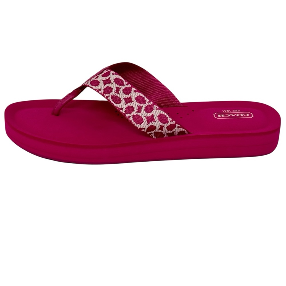 NIB Coach Jessalyn Signature Womens Thong Flip Flops Fuchsia Light Pink Size 10M - Picture 2 of 14